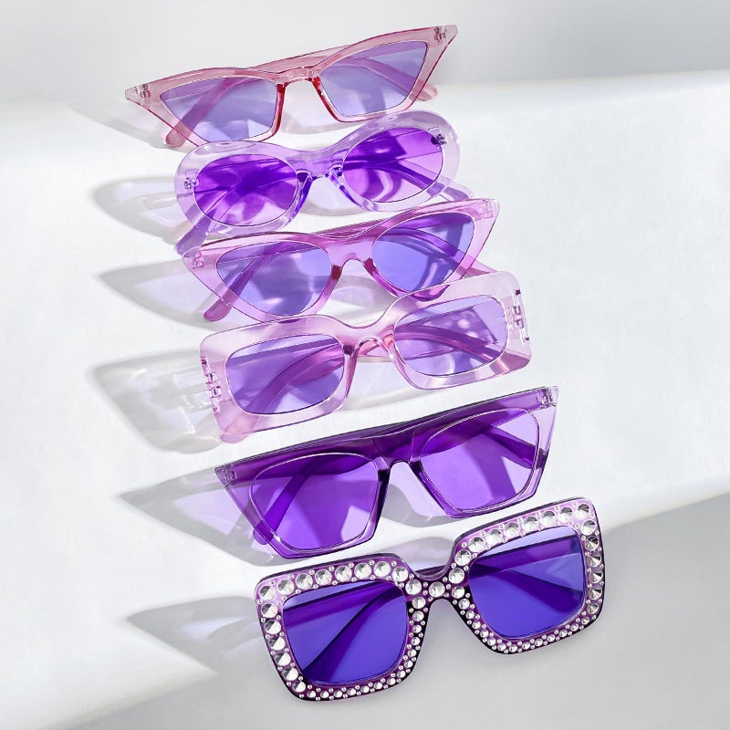 Sunovelties 8 Mixed Purple Style Party Sunglasses Retro Colored Party Favors Bulk Classic Costume Glasses for Women - Image 4